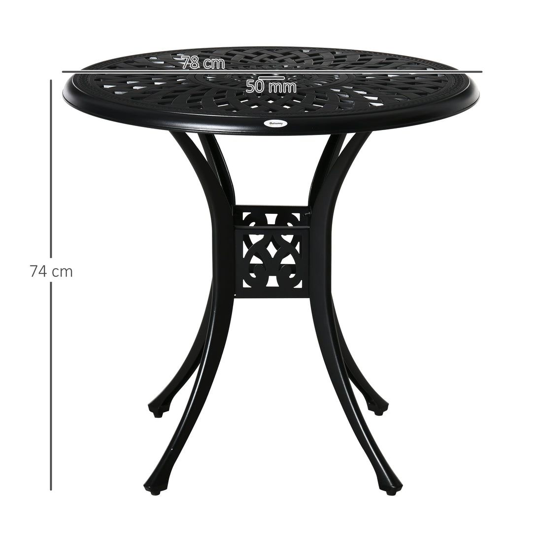 78 cm Round Garden Dining Table with Parasol Hole Antique Cast Aluminium Outdoor Table Only, Black