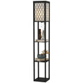 HOMCOM Shelf Floor Lamp Standing Lamp W/4-tier Wooden Open Shelves,26L x 26W x 160Hcm-Black/White