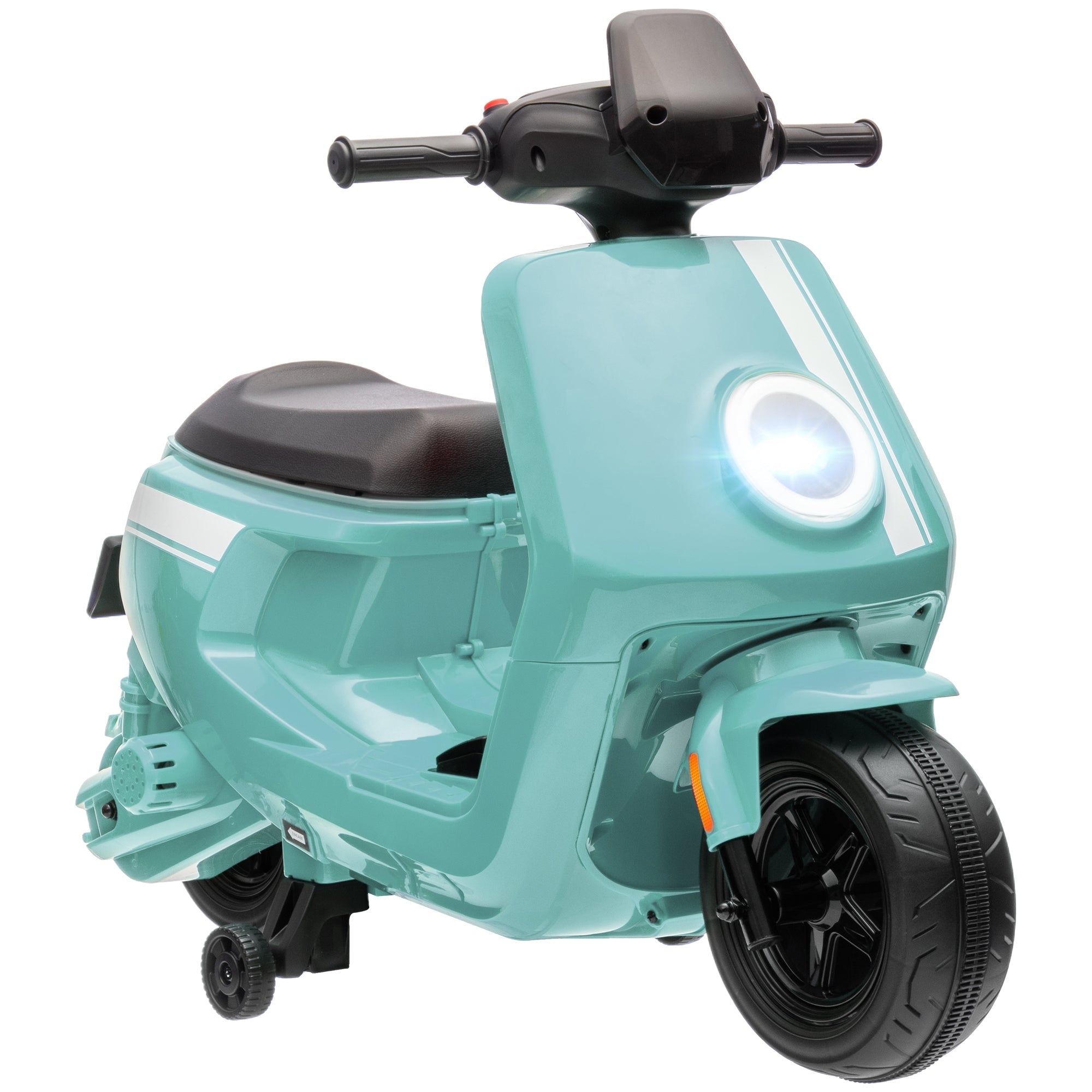 6V Ride on Motorbike, Kids Electric Motorbike w/ Headlights, Music, Training Wheels, for Ages 18-36 Months, Green