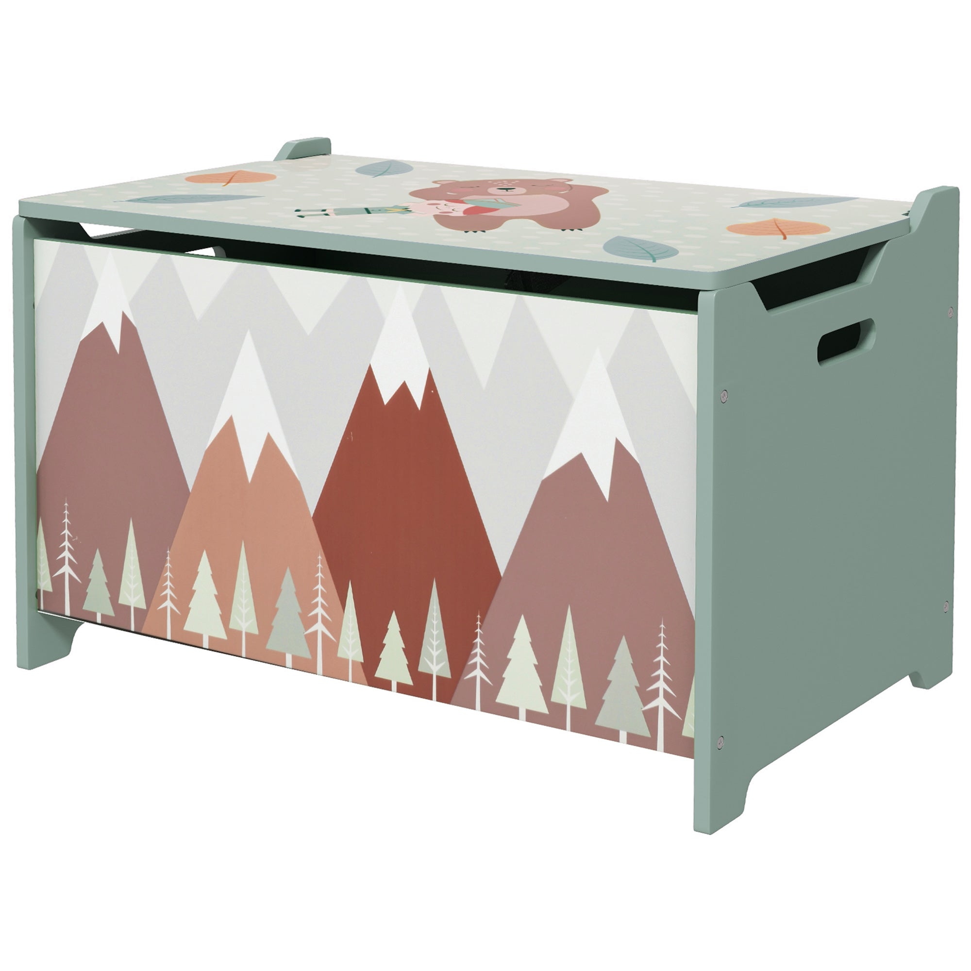 Toy Box, Kids Storage Chest, with Lid, Safety Hinge - Green