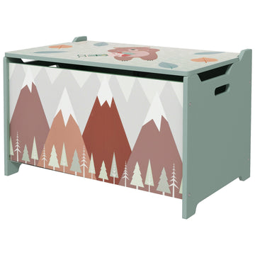 Toy Box, Kids Storage Chest, with Lid, Safety Hinge - Green