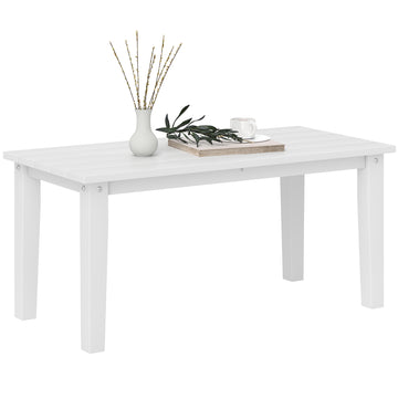 Outdoor Garden Coffee Table, HDPE All-Weather Garden Table, Rectangular Outdoor Table with Slatted Tabletop for Patio, Balcony, 91 x 44 x 42 cm, White