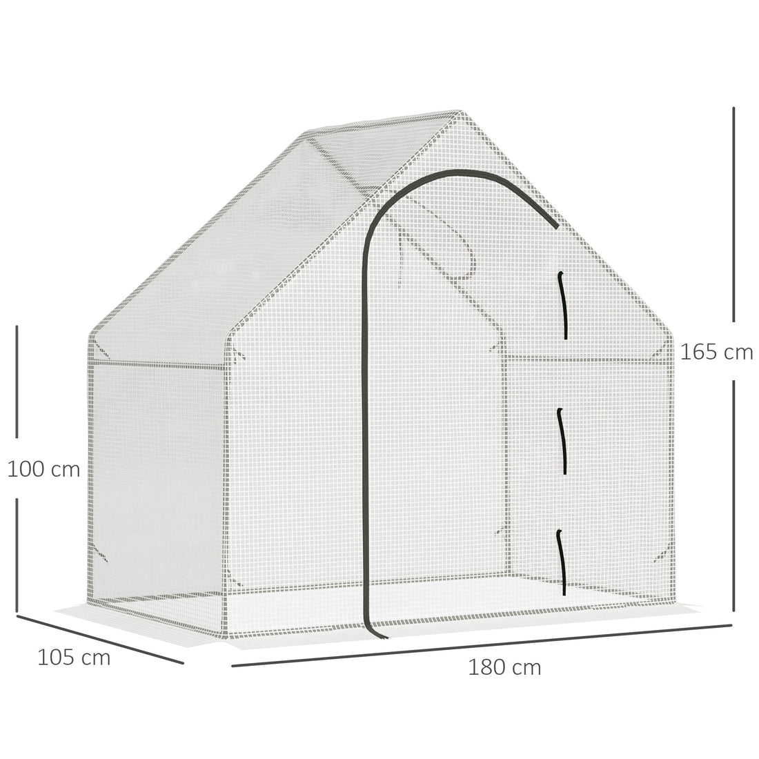 Walk-In Greenhouse with Window Roll-Up Door, Portable Garden Grow House with Steel Frame for Vegetable Plant Herb, 180 x 100 x 168cm, White