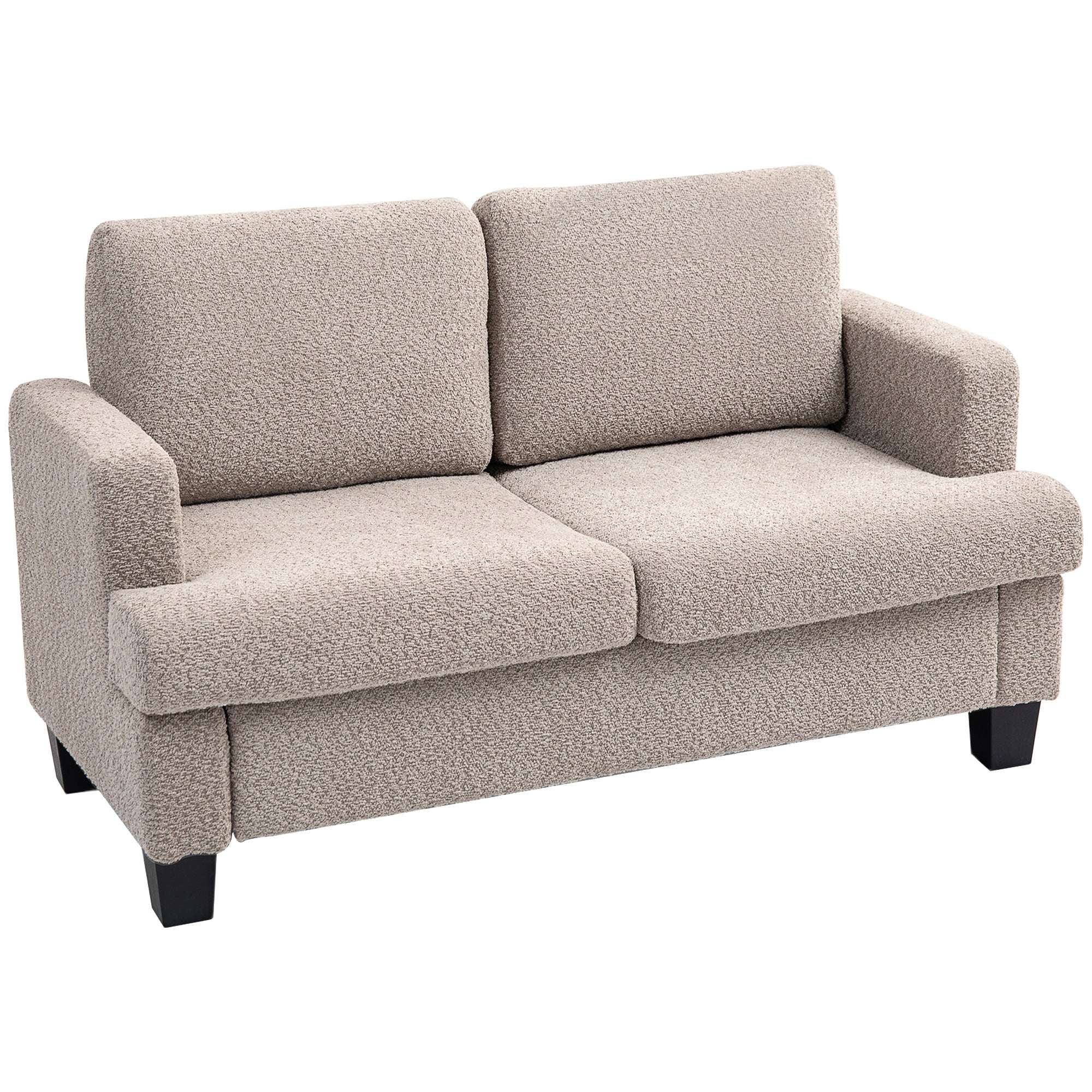 2 Seater Sofa, Loveseat Sofa with Removable Back Cushions, Chenille Fabric Small Couch Settee with S-springs for Living Room, Bedroom, Home Office, Light Brown