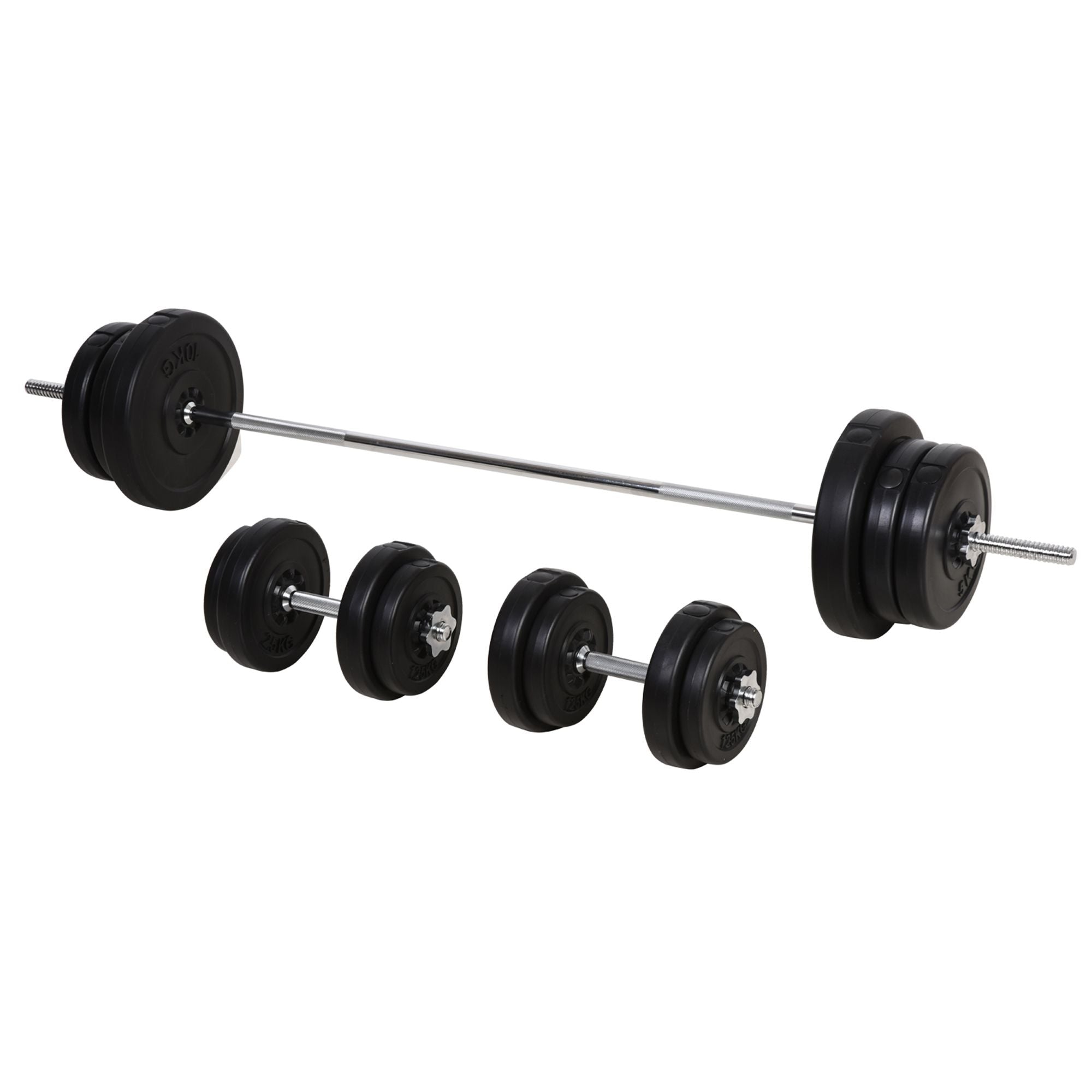Dumbbell and Barbell Set with 65kg Adjustable Barbell Weights Set, for Home Gym - Black