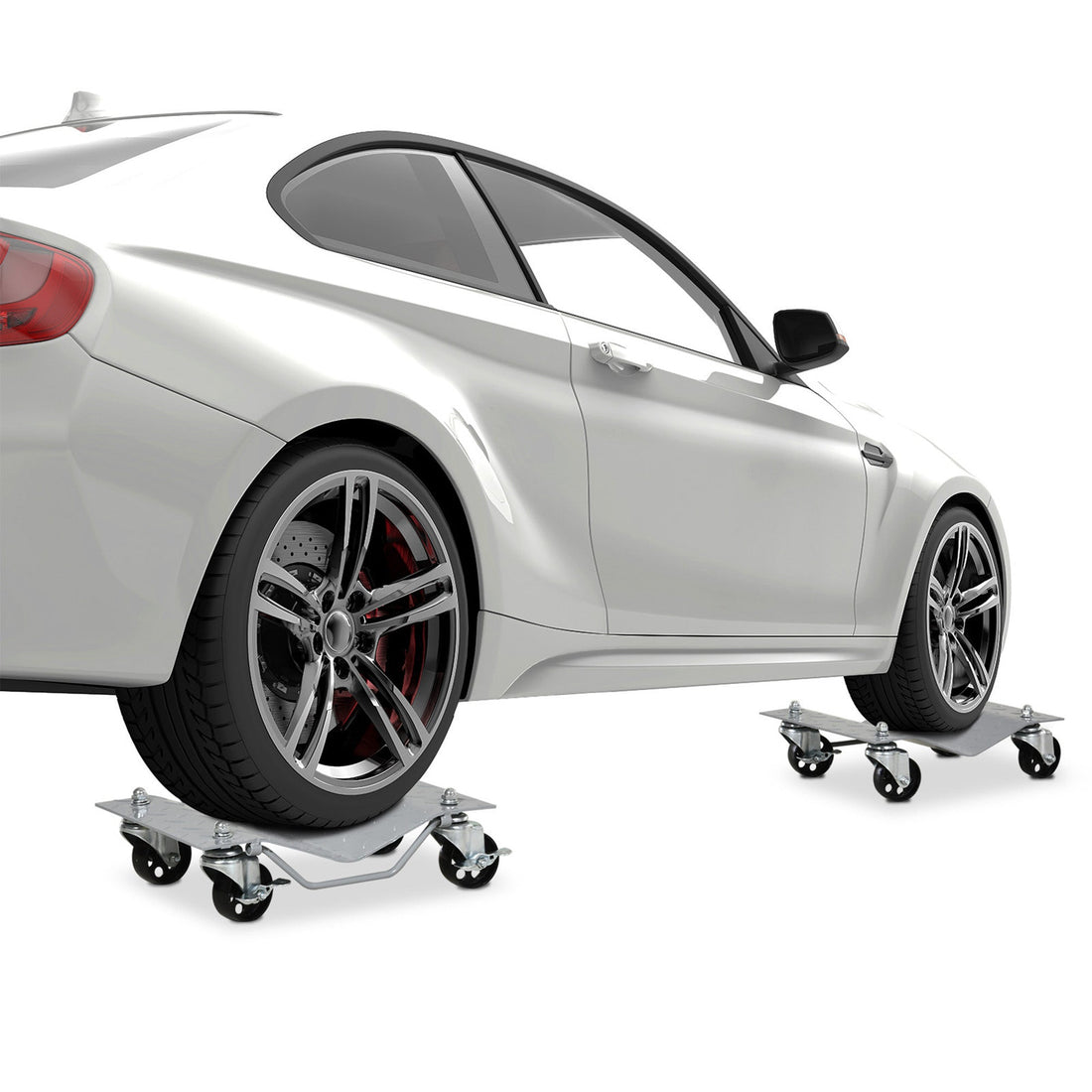 2 PCS Car Wheel Dollies with Swivel Casters, 680kg Capacity Car Dolly Skates Wheel Dolly Set with Non-Slip Metal Plates, Grey