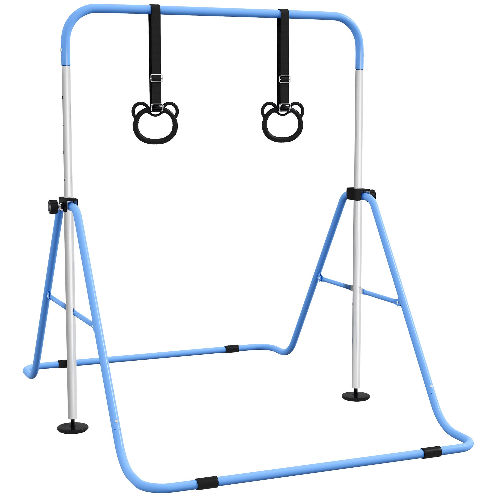 Adjustable Height, Foldable Kids Gymnastics Bar w/ Non-Slip Mats, for 3+ Years, Blue