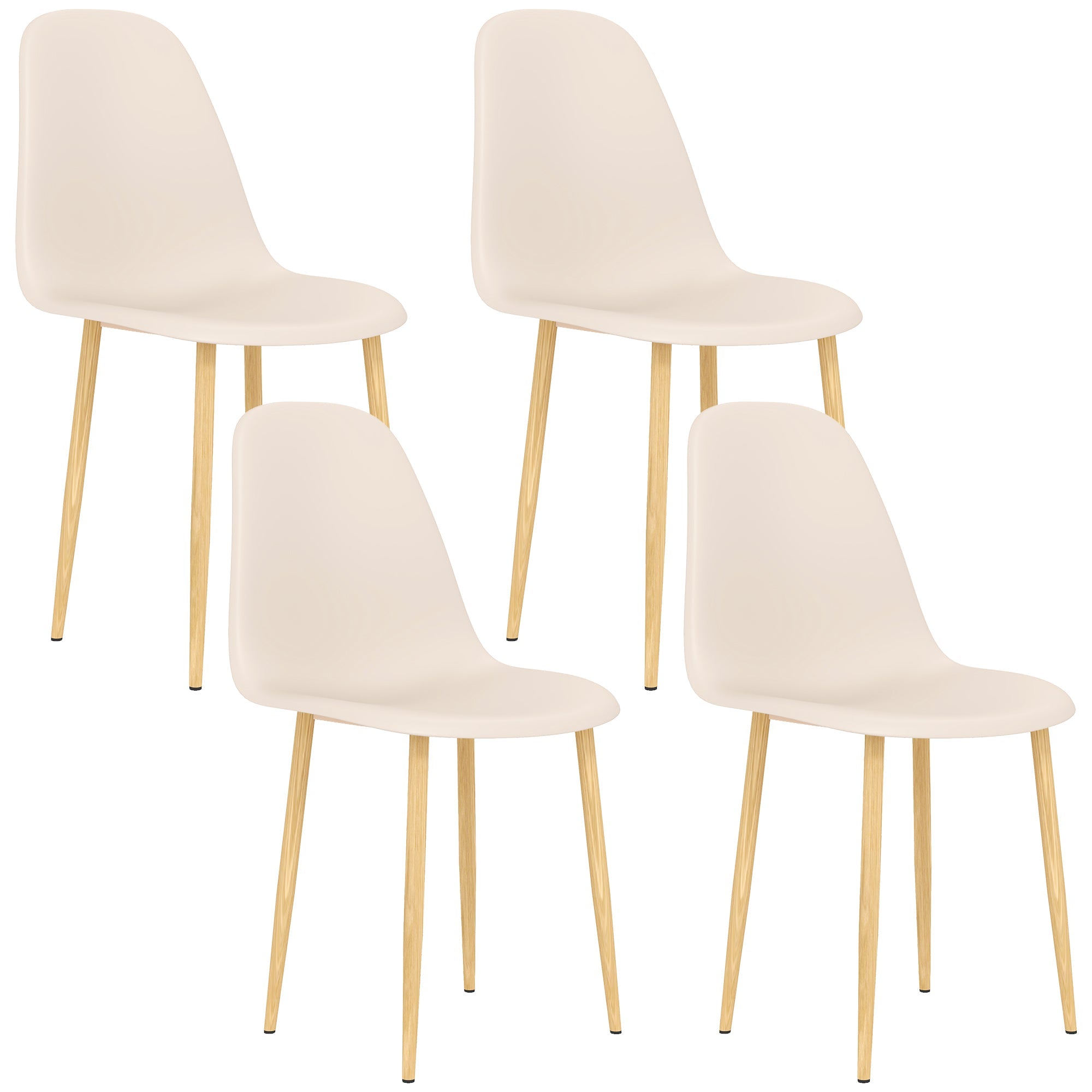 Modern Dining Chairs Set of 4, Kitchen Chairs with Backrest and Steel Legs for Dining Room, Living Room, Khaki