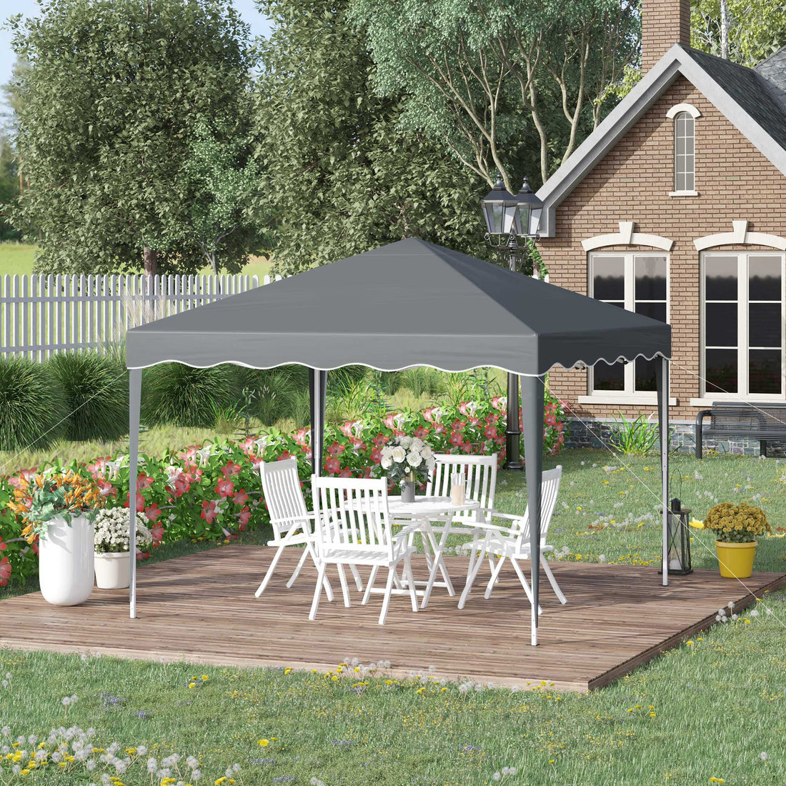 3 x 3cm Adjustable Height Pop-Up Gazebo, with Bag - Grey