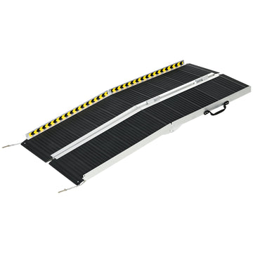Wheelchair Ramp, 152L x 73Wcm, 272KG Capacity, Folding Aluminium Threshold Ramp with Non-Skid Surface, Transition Plates Above and Below for Home, Steps, Stairs, Curbs, Doorways