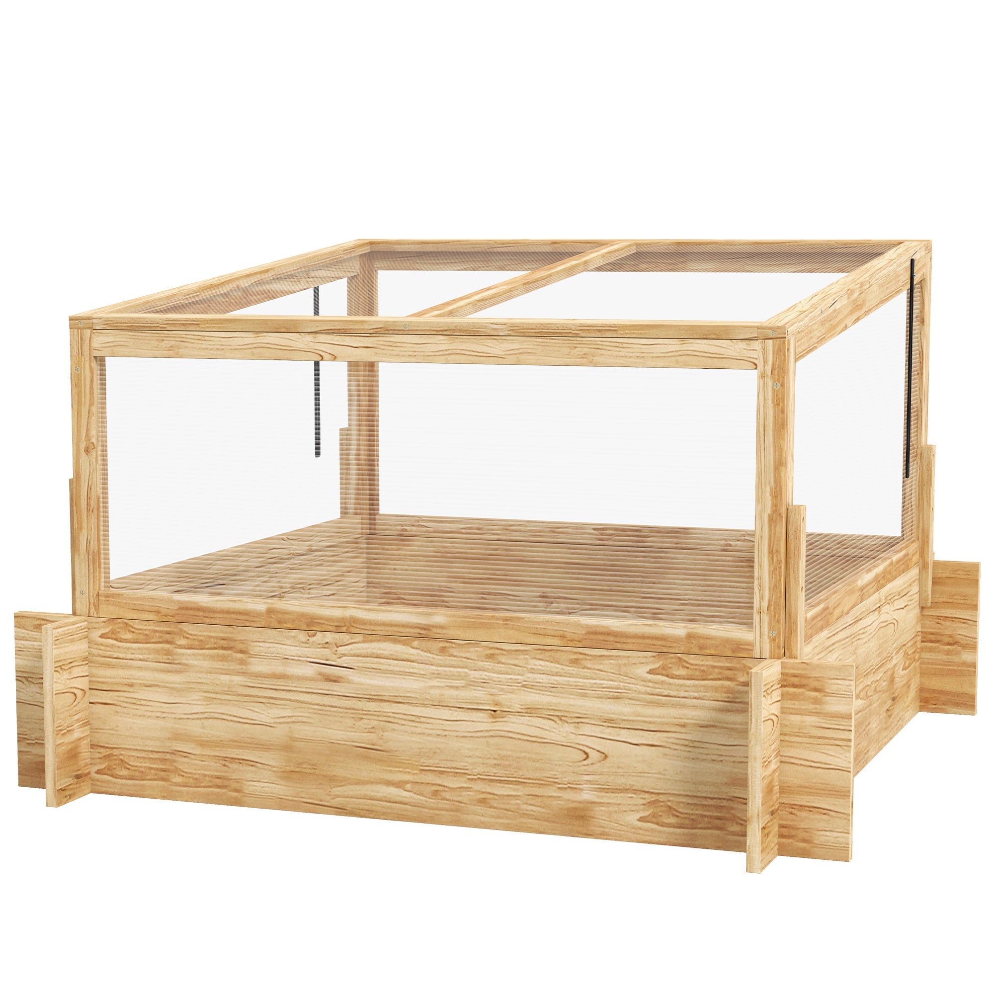 2-In-1 Wooden Greenhouse Planter Box - Natural