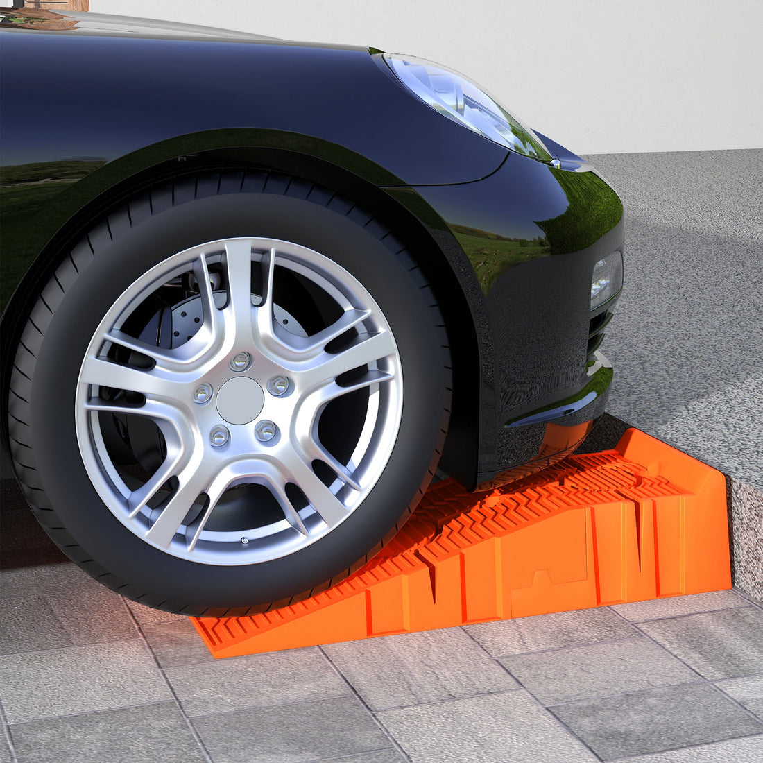 2 Pieces Car Ramps Heavy Duty 5 Ton Motorhome Levelling Ramps, Plastic Garage Workshop Car Lift, Portable Automotive Vehicle Campervan Car Ramp, Orange