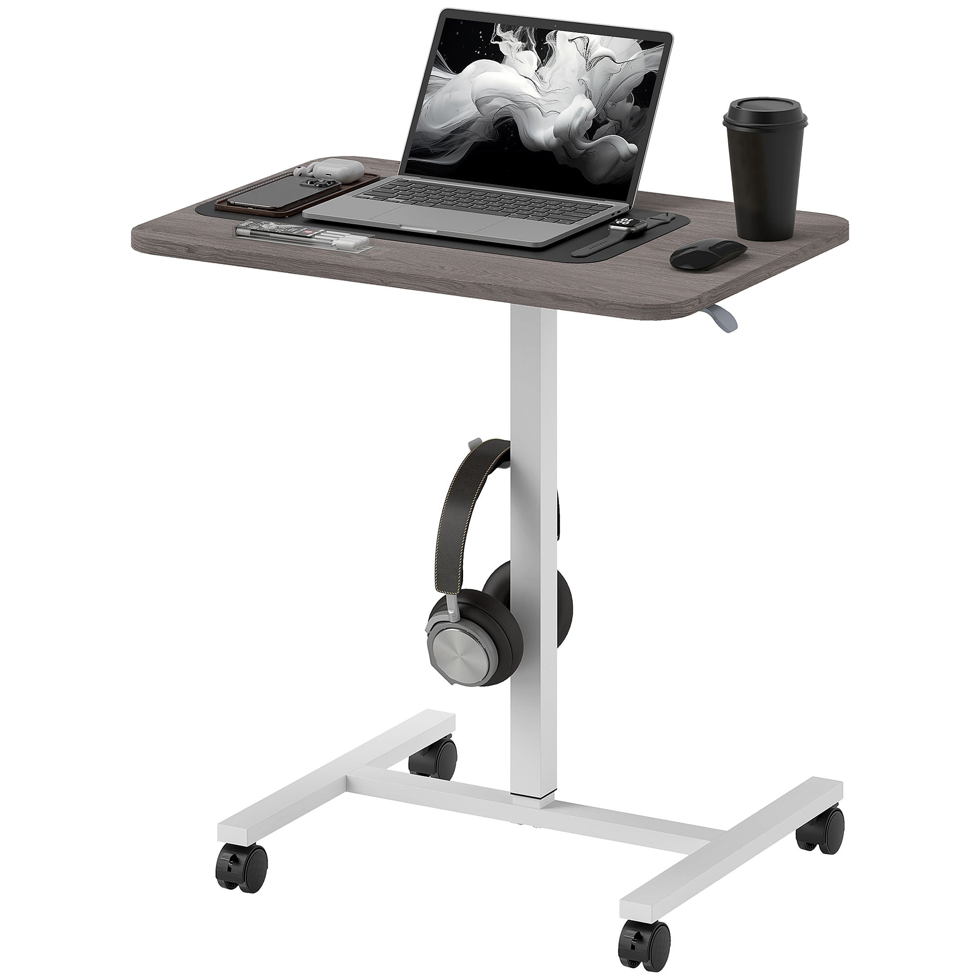 75-115cm Manual Adjustable Sit-To-Stand Desk - White/Grey